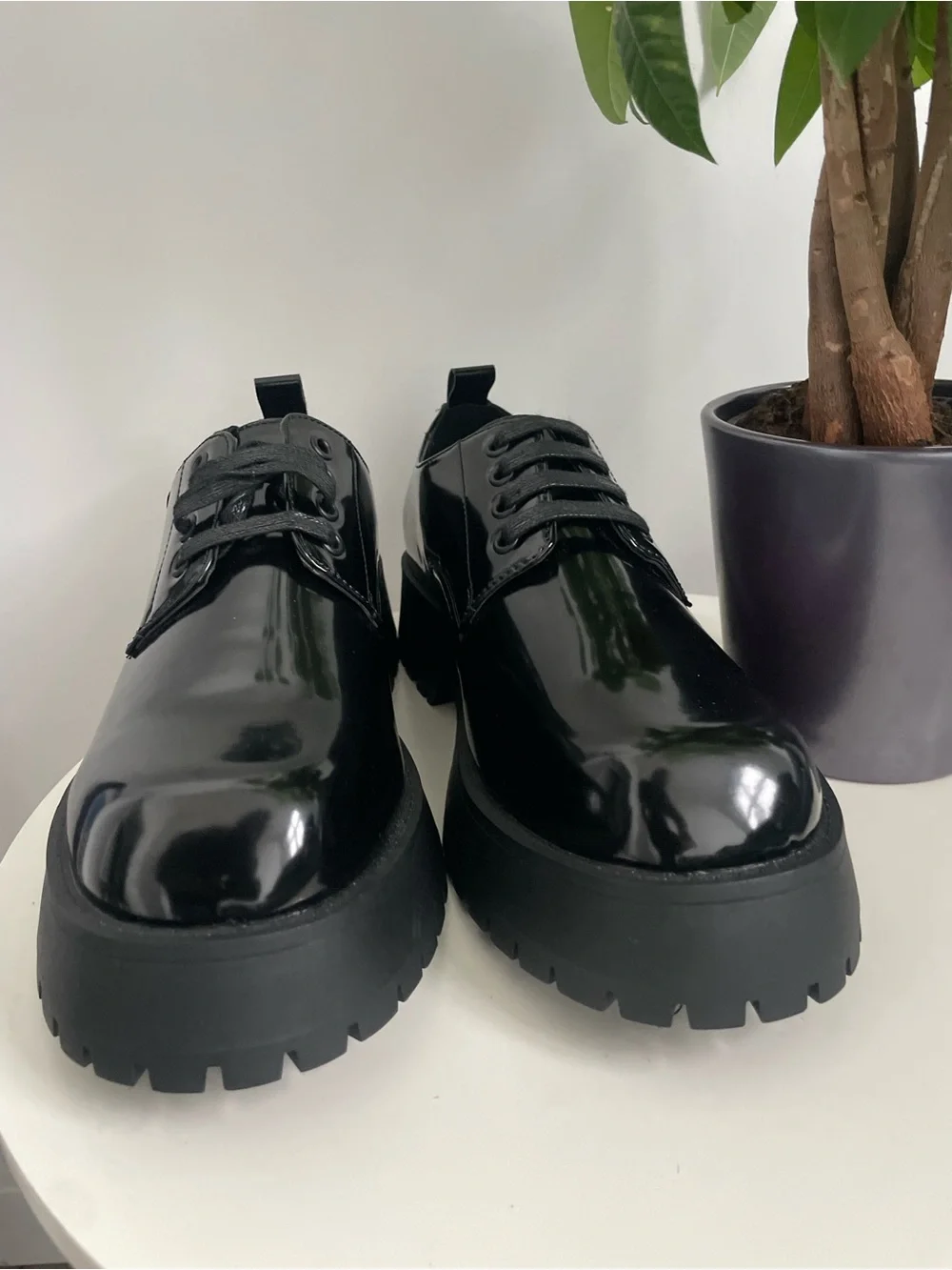 Men Size 11 ASOS Design chunky lace up shoes black faux leather new never worn